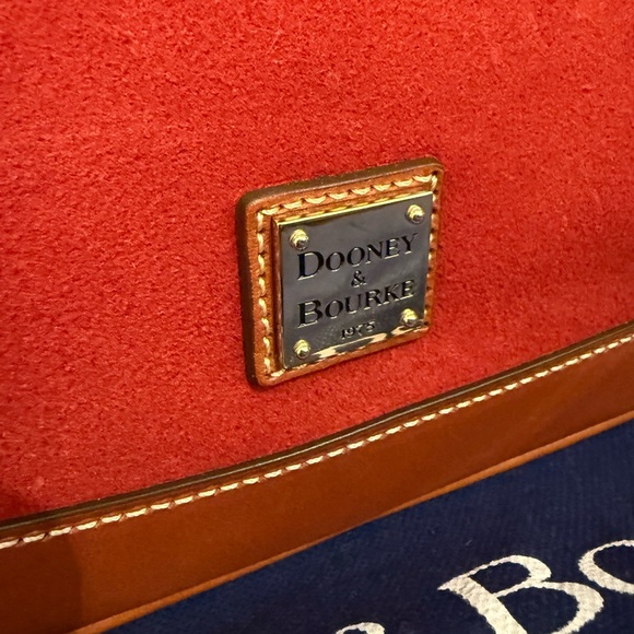 Dooney & Bourke Red suede & Brown leather Satchel w/shoulder strap and dust bag - Picture 4 of 13